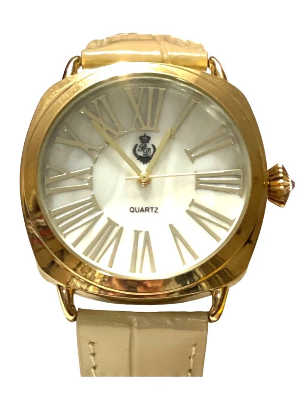 Premier Designs Ladies Quartz Watch Gold-Tone Case Leather Croc Embossed Band